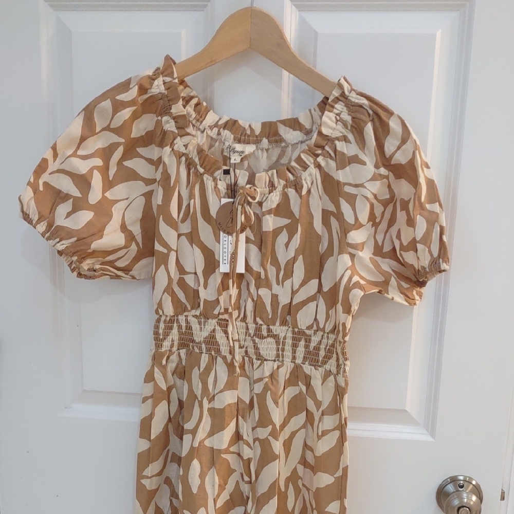 NWT Tan & Creme Linen Dress Size L